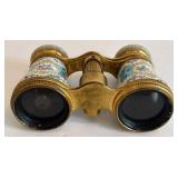 DR - LEMAIRE FT PARIS Opera Glasses - Antique French, Floral Enamel, Mother-of-Pearl Eyepieces