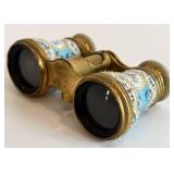 DR - LEMAIRE FT PARIS Opera Glasses - Antique French, Floral Enamel, Mother-of-Pearl Eyepieces