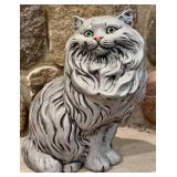Ll - Vintage Ceramic Cat Figurine - White & Black Stripes