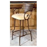 Ll - Three Bar Stools - Iron Frame with Beige Cushions