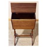 LL - Vintage Wooden Sewing Box on Pedestal Stand