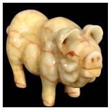 LL - Vintage Marble Pig with Orange Veining