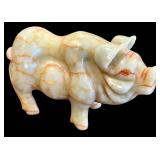 LL - Vintage Marble Pig with Orange Veining