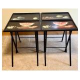 LBR - Artex Tables TV Trays - Vintage Folding Fruit-Print Nesting Tables