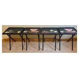 LBR - Artex Tables TV Trays - Vintage Folding Fruit-Print Nesting Tables