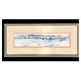 Watercolor Harbor Town Framed Artwork