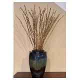 LL - Ceramic Vase - Blue-Brown Glaze with Faux Willow Sticks