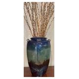 LL - Ceramic Vase - Blue-Brown Glaze with Faux Willow Sticks
