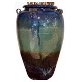 LL - Ceramic Vase - Blue-Brown Glaze with Faux Willow Sticks