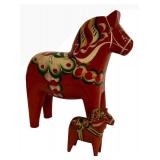 LL - Nils Astrid Dala Horse Pair - Hand-Painted Red Swedish Folk Art