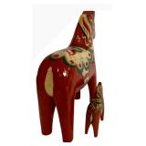 LL - Nils Astrid Dala Horse Pair - Hand-Painted Red Swedish Folk Art