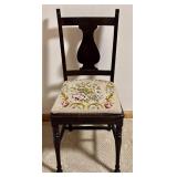 LL - Vintage Hitchcock-Style Side Chair with Needlepoint Upholstery