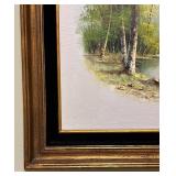 Birch Trees by Water - Framed Landscape Canvas