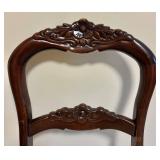 LL - Antique Carved Mahogany Chair with Floral Upholstery
