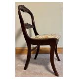 LL - Antique Carved Mahogany Chair with Floral Upholstery