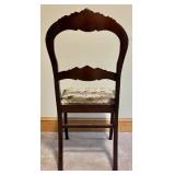LL - Antique Carved Mahogany Chair with Floral Upholstery