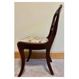 LL - Antique Carved Mahogany Chair with Floral Upholstery