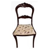 LL - Antique Carved Mahogany Chair with Floral Upholstery