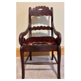 LL - Antique Mahogany Saddle Hall Chair