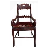 LL - Antique Mahogany Saddle Hall Chair