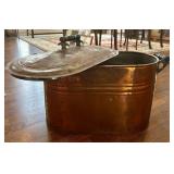 LR - Antique Copper Wash Tub / Boiler with Lid