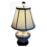 O - Porcelain Floral Table Lamp with Hand-Painted Motif - 19 in Tall