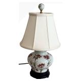 O - Porcelain Floral Table Lamp with Hand-Painted Motif - 19 in Tall