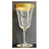 DR - Tiffin Franciscan Water Goblets - 10 Glasses, 1950s, Minton Pattern, Gold Rim