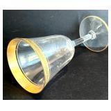 DR - Tiffin Franciscan Water Goblets - 10 Glasses, 1950s, Minton Pattern, Gold Rim