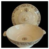 DR - Vintage Taylor Smith & Taylor China Floral Serving Set - 2 Platters, Sugar, Creamer, Gravy Boat, Casserole