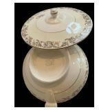 DR - Vintage Taylor Smith & Taylor China Floral Serving Set - 2 Platters, Sugar, Creamer, Gravy Boat, Casserole