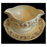 DR - Vintage Taylor Smith & Taylor China Floral Serving Set - 2 Platters, Sugar, Creamer, Gravy Boat, Casserole