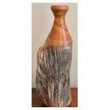 FR - Mid-Century Modern Live-Edge Turned Wood Vase - Handcrafted