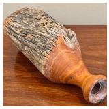 FR - Mid-Century Modern Live-Edge Turned Wood Vase - Handcrafted