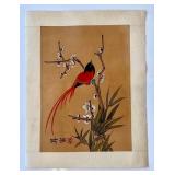DR - Two Vintage Chinese Bird & Flower Prints , Bamboo & Blossoms