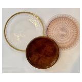 DR - Glass, Wood & Crystal Serving Trays Set of 3