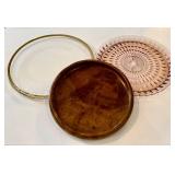 DR - Glass, Wood & Crystal Serving Trays Set of 3