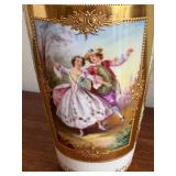DR - Antique Dresden Porcelain Vase - Hand-Painted Die Tänzerin Camdore Scene - 8.5 in