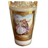 DR - Antique Dresden Porcelain Vase - Hand-Painted Die Tänzerin Camdore Scene - 8.5 in