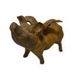 O - Vintage Cast Iron Flying Piggy Bank - Winged Pig