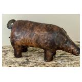 O - Vintage Leather Pig Sculpture - Vintage, Made in Spain