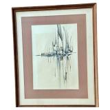 Framed Artwork Herb Hultgren Harbor Scene - Mark M. Nelson