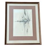 Framed Artwork Herb Hultgren Harbor Scene - Mark M. Nelson