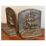 Pair of Vintage Metal Clipper Ship Bookends