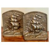 Pair of Vintage Metal Clipper Ship Bookends