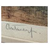 Vintage Framed James Alphege Brewer Antwerp Colored Etching