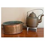 Vintage Copper Planter & Teapot Pair