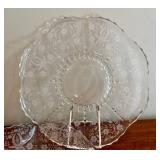 LNDRY - New Martinsville Prelude Centerpiece Bowl & Matching Platter - Antique Clear Glass
