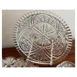 Vintage Crystal Cut Glass Candle Holder - 10 Inches Tall + Vintage Plates & Bowls