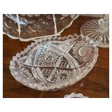 Vintage Crystal Cut Glass Candle Holder - 10 Inches Tall + Vintage Plates & Bowls